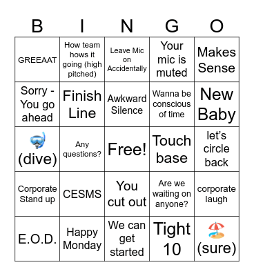 Zoom Call Bingo Card