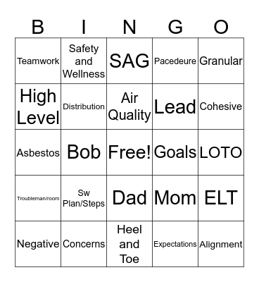 TG Bingo Card