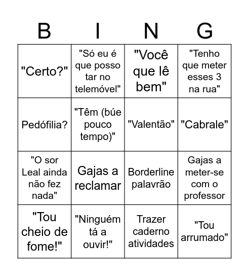 Bingo Filosofia Bingo Card