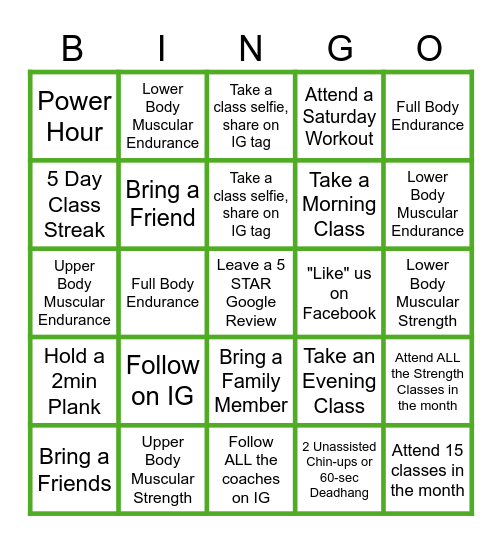 TRUHIT FITNESS Bingo Card