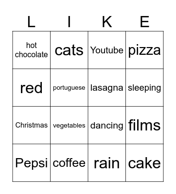 Do you like...? [2] Bingo Card