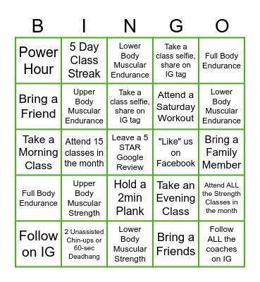 TRUHIT FITNESS Bingo Card