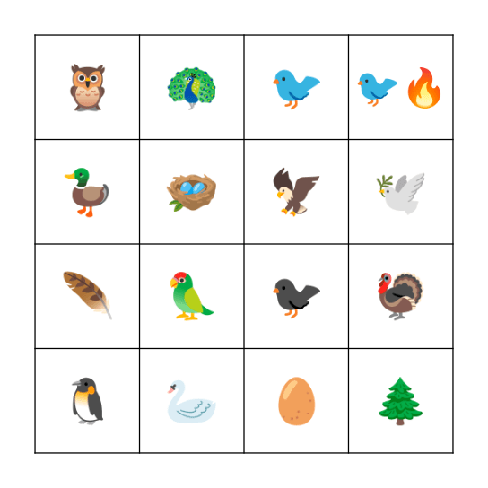 BIRD BINGO Card