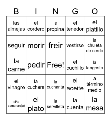 en el restaurante Bingo Card