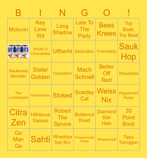 Vintage Brewing Company Beer Bingo Card