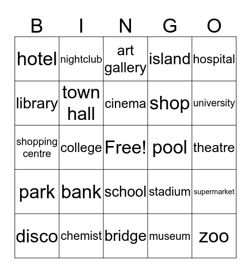 City Bingo Card