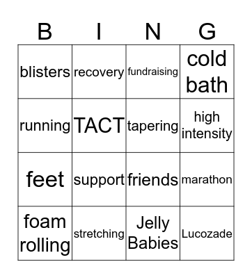 MARATHON BINGO Card