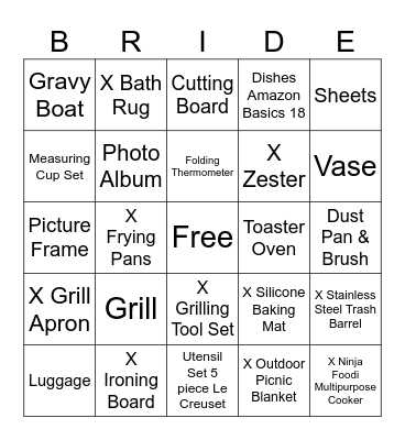 Ashley And Alex's Bridal Shower Bingo Card