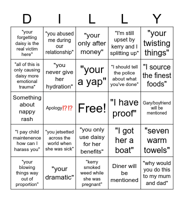 Dilly Bingo Card