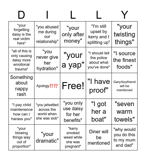 Dilly Bingo Card