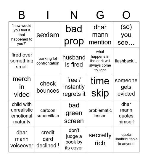 dhar mann bingo Card