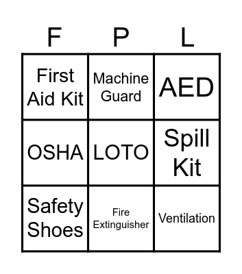 SAFETY Bingo Card