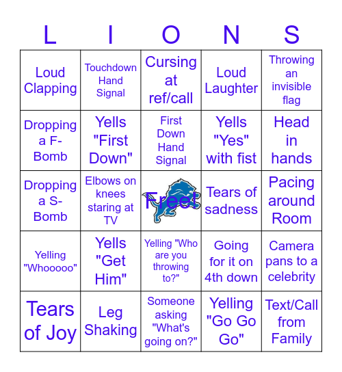 LIONS Bingo Card