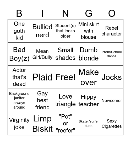 CLUELESS Bingo Card