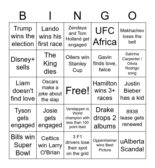 2024 Bingo Card