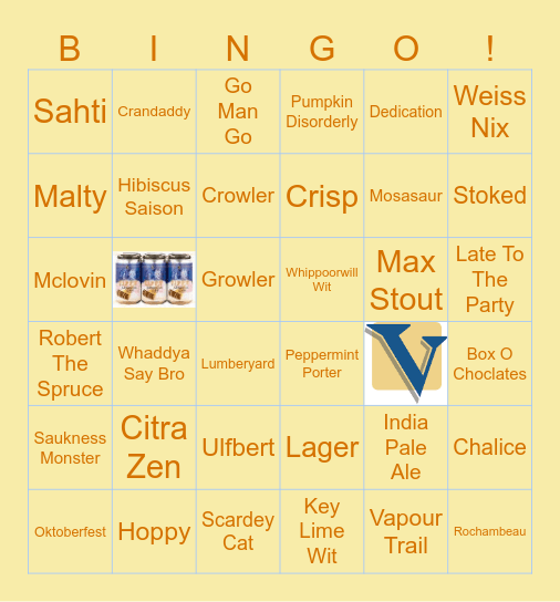 Vintage Brewing Company Beer Bingo Card