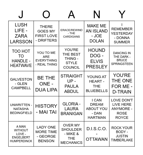HAPPY BIRTHDAY Bingo Card