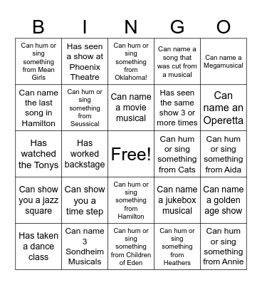 MUP 270 Bingo Card
