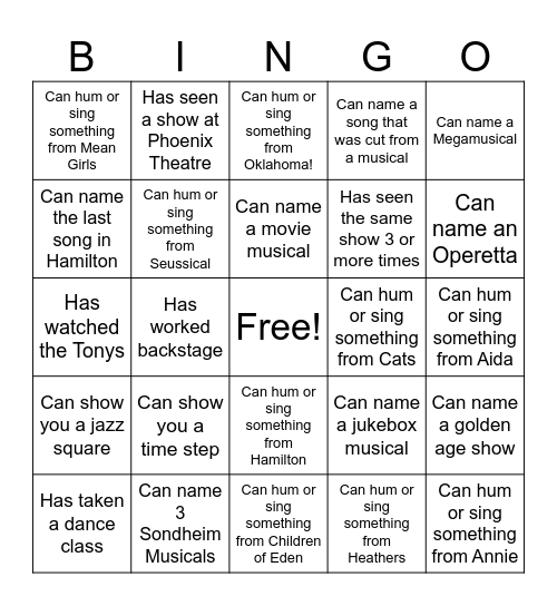 MUP 270 Bingo Card