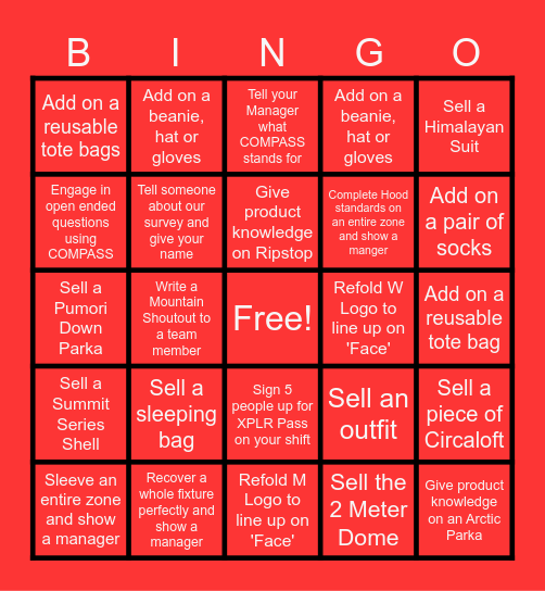 MOA TNF BINGO Card