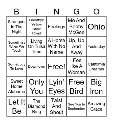 MUSIC BINGO 3 Bingo Card
