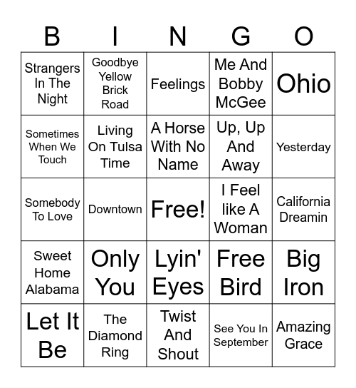 MUSIC BINGO 3 Bingo Card