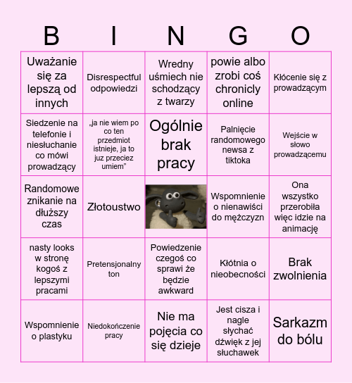 Zaliczenia semestralne z Kasią Bingo Card