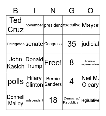 Government Bingo Card