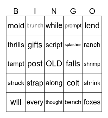 Wilson End of Step 2 Bingo Card
