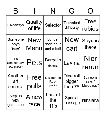 1.5 anniversary Tavern Talk Bingo Card