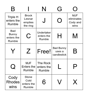 Test Bingo Card