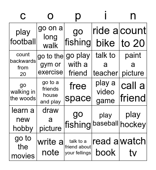 copping skills bingo   by jacob reninga Bingo Card