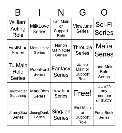 GMMTV Up and Above Part 2!!!!!! Bingo Card
