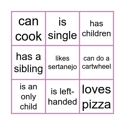 Find someone who ... Bingo Card