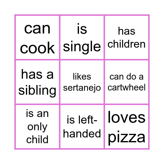 Find someone who ... Bingo Card