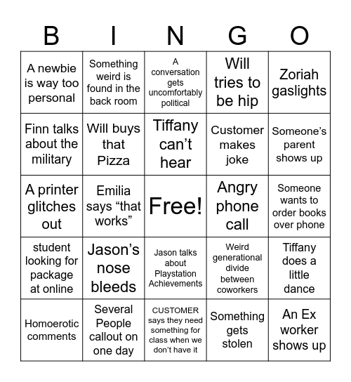 Rush Bingo Card