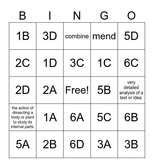 from R.U.R Bingo Card