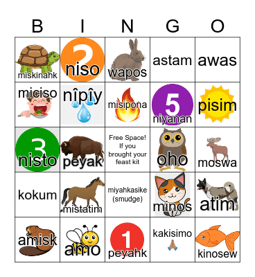 Cree Bingo Card