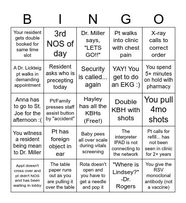 Chang Nurse Bingo Week 2 Bingo Card