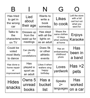 Icebreaker Bingo Card