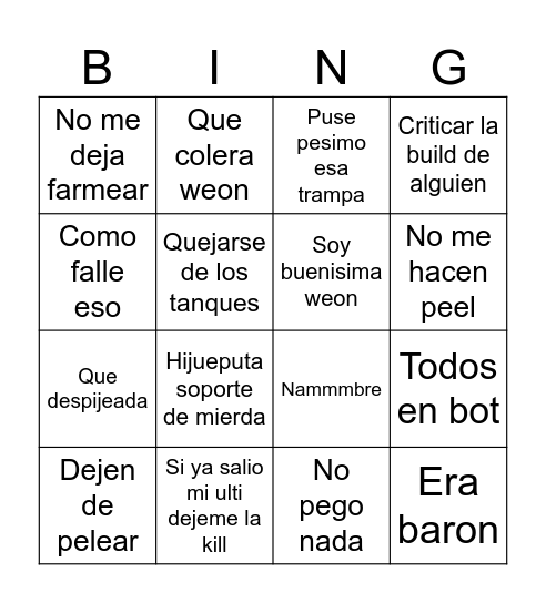 Sofi bingo Card