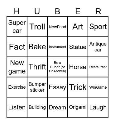 Life Bingo Card