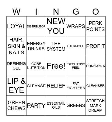 ITWORKS Bingo Card