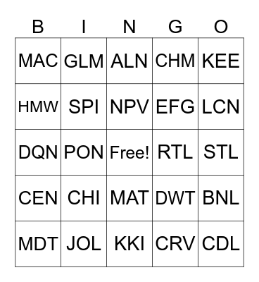 ILLINOIS SERVICE Bingo Card