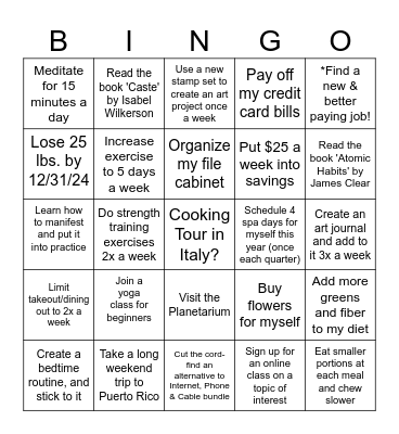 GOALS BINGO 2024 Bingo Card