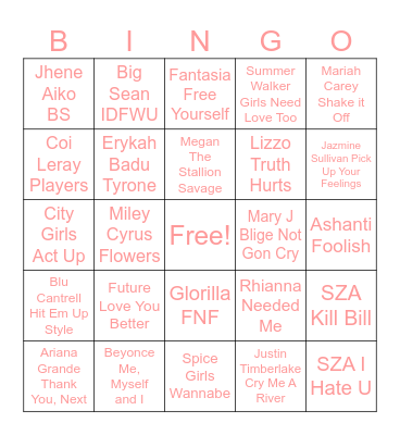 Galentine's Bingo Card