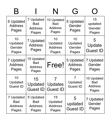 Valentines BINGO Card