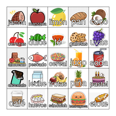 Lotería de Comida I Bingo Card