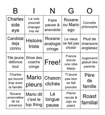 La Voix 2024 Bingo Card