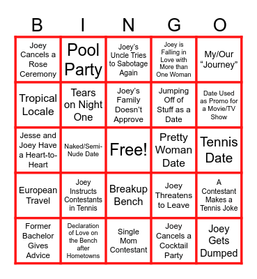 Joey Bingo Card